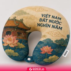 Gối cổ chữ U in họa tiết Việt Nam